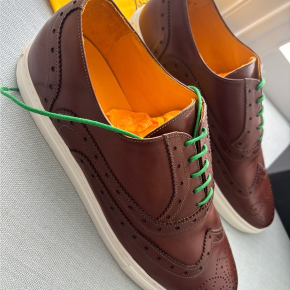 Men's Brown Leather Brogue Undandy Shoes - Picture 3 of 9